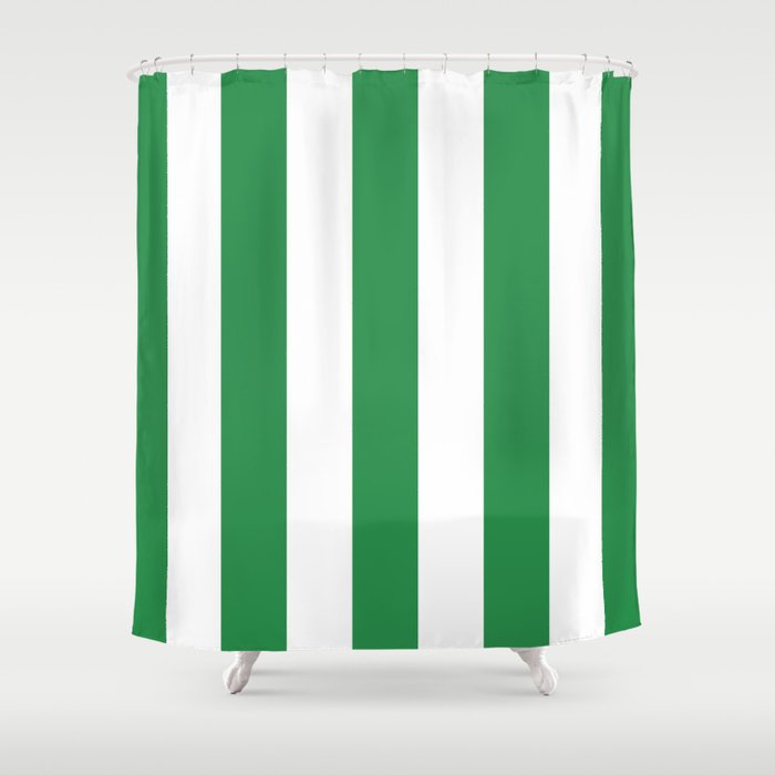 Green and White Stripe Pattern Shower Curtain Gallery Image 1