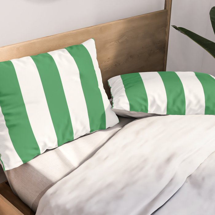 Green and White Stripe Pattern Pillow Sham Gallery Image 2