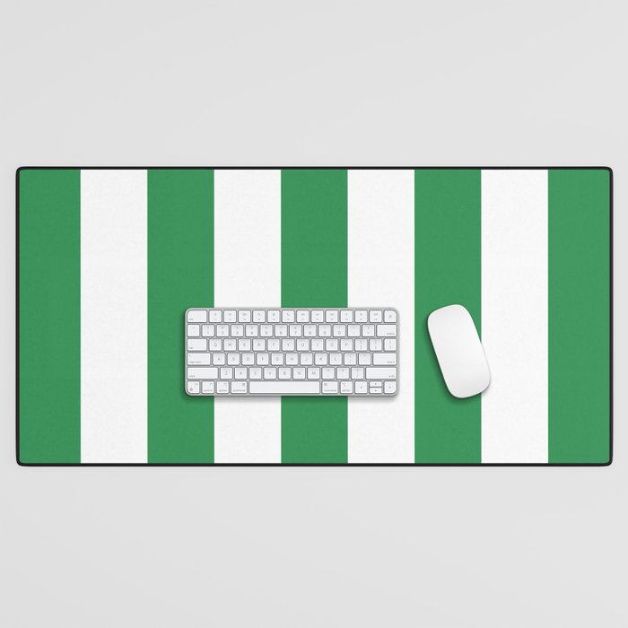 Green and White Stripe Pattern Desk Mat Gallery Image 1