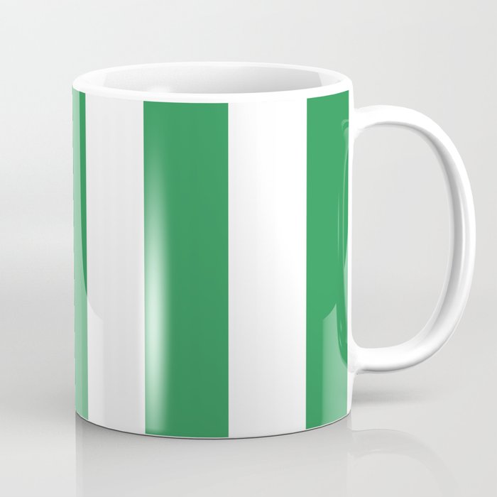 Green and White Stripe Pattern Coffee Mug Gallery Image 1