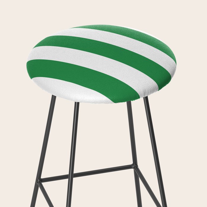 Green and White Stripe Pattern Stool Gallery Image 2