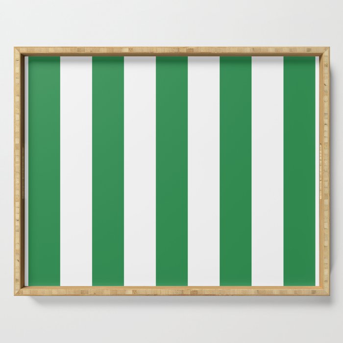 Green and White Stripe Pattern Serving Tray Gallery Image 1