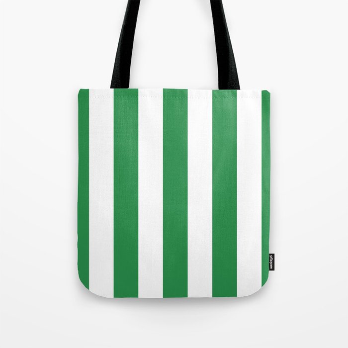 Green and White Stripe Pattern Tote Bag Gallery Image 1