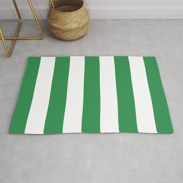 Green and White Stripe Pattern Rug Gallery Image 1