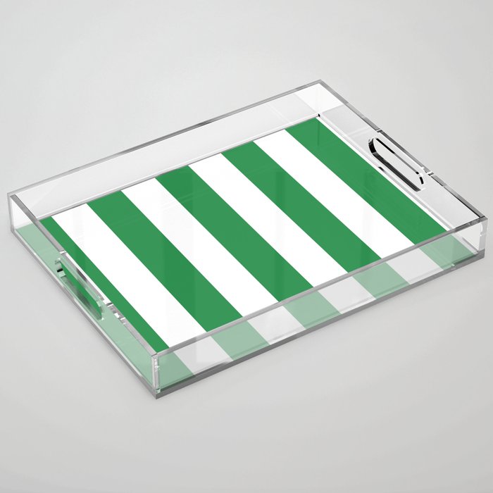 Green and White Stripe Pattern Acrylic Tray Gallery Image 1