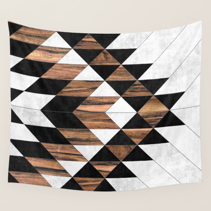 Urban Tribal Pattern No.9 - Aztec - Concrete and Wood Wall Tapestry Gallery Image 1