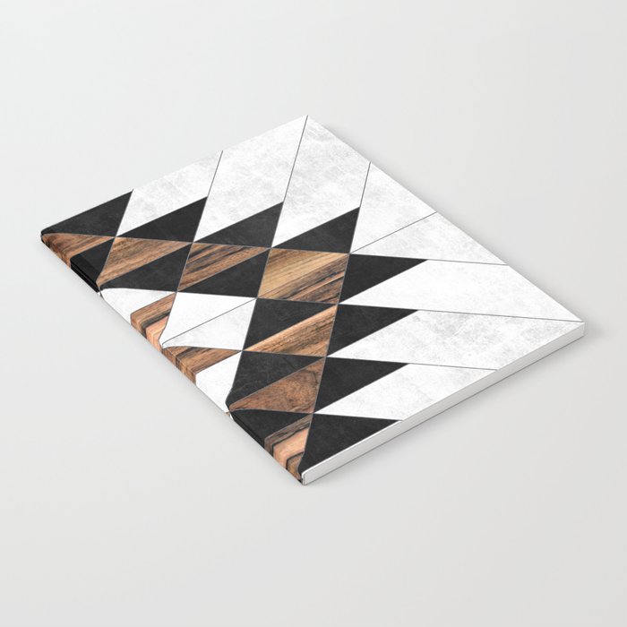 Urban Tribal Pattern No.9 - Aztec - Concrete and Wood Notebook Gallery Image 1