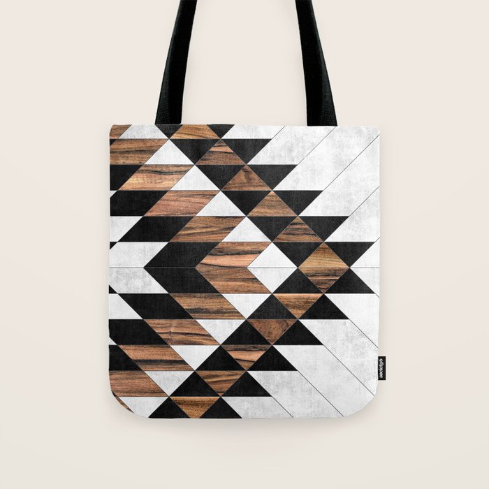 Urban Tribal Pattern No.9 - Aztec - Concrete and Wood Tote Bag Gallery Image 1