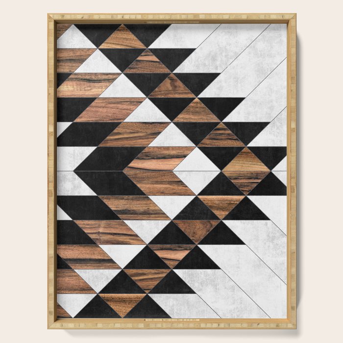 Urban Tribal Pattern No.9 - Aztec - Concrete and Wood Serving Tray Gallery Image 1