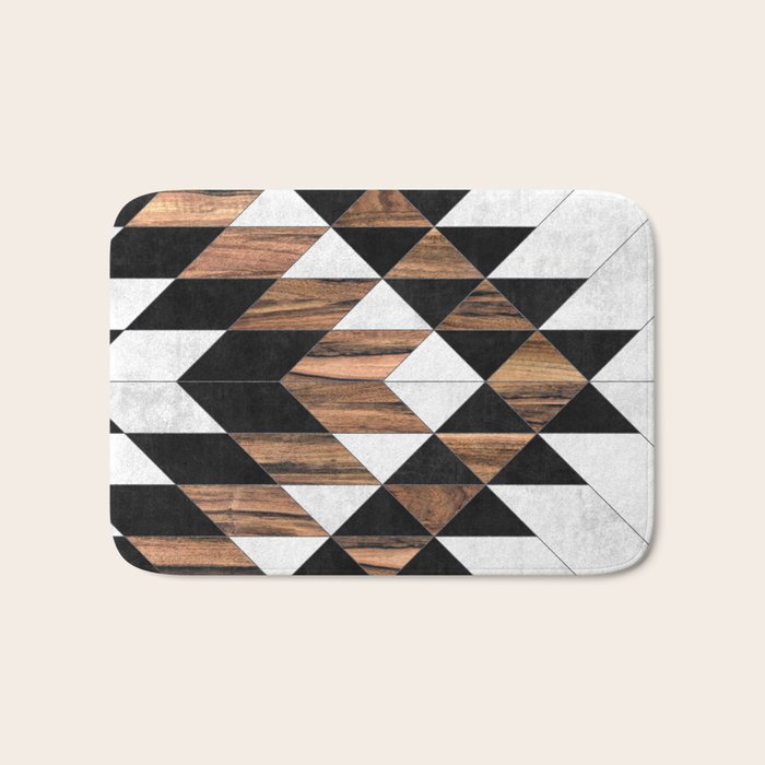 Urban Tribal Pattern No.9 - Aztec - Concrete and Wood Bath Mat Gallery Image 1