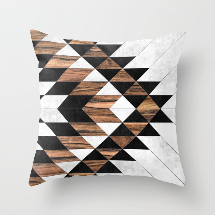 Urban Tribal Pattern No.9 - Aztec - Concrete and Wood Throw Pillow Gallery Image 6