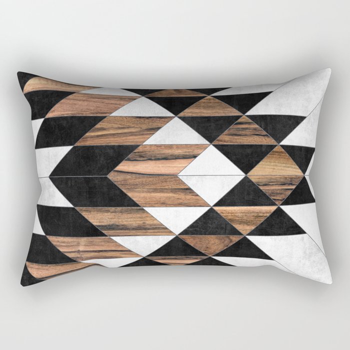 Urban Tribal Pattern No.9 - Aztec - Concrete and Wood Rectangular Pillow Gallery Image 1