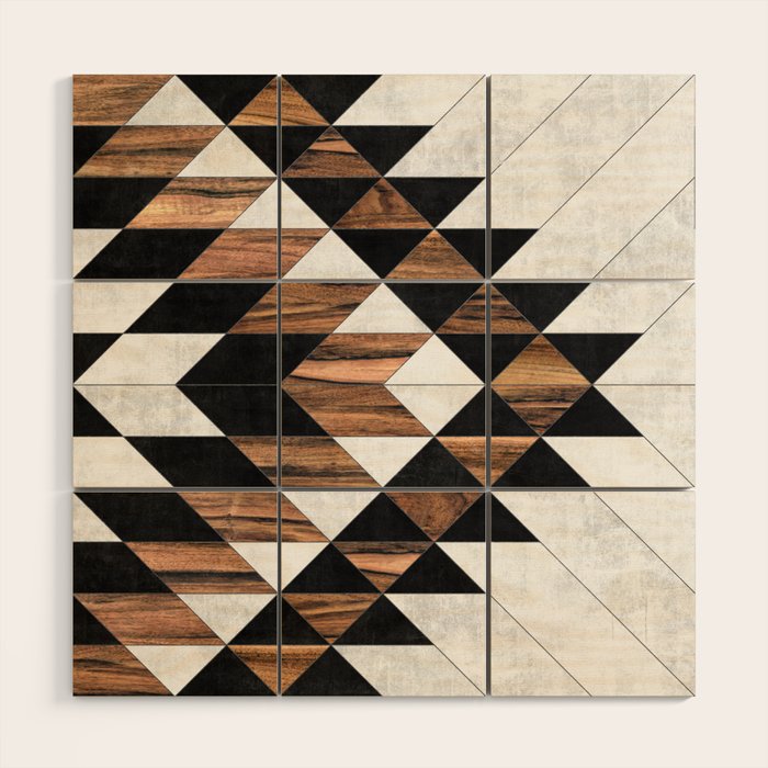 Urban Tribal Pattern No.9 - Aztec - Concrete and Wood Wood Wall Art Gallery Image 1