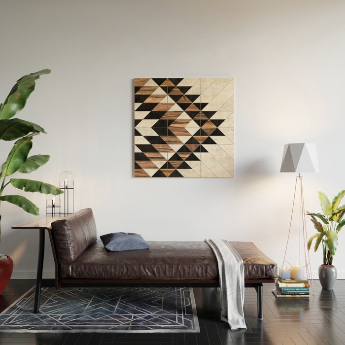 Urban Tribal Pattern No.9 - Aztec - Concrete and Wood Wood Wall Art Gallery Image 2