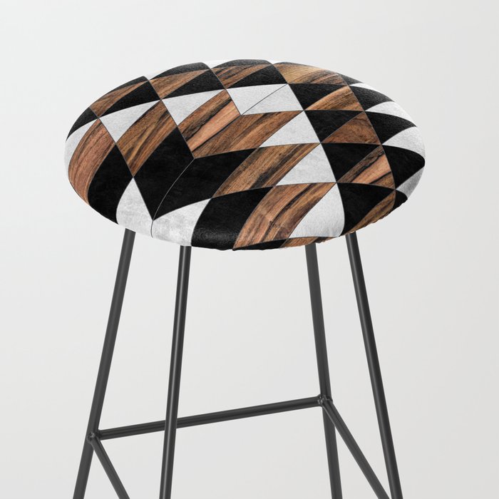 Urban Tribal Pattern No.9 - Aztec - Concrete and Wood Stool Gallery Image 2