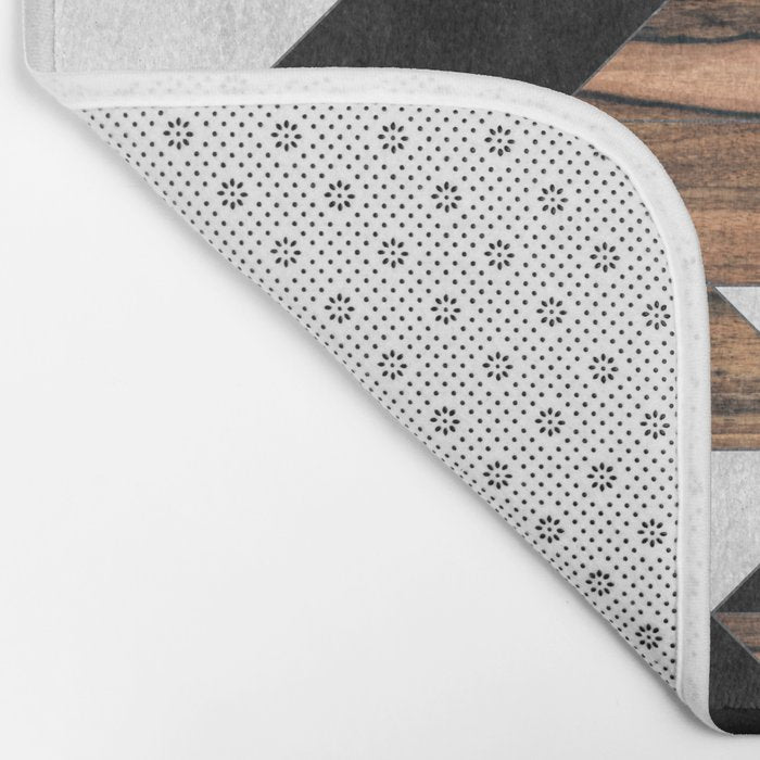 Urban Tribal Pattern No.9 - Aztec - Concrete and Wood Bath Mat Gallery Image 2
