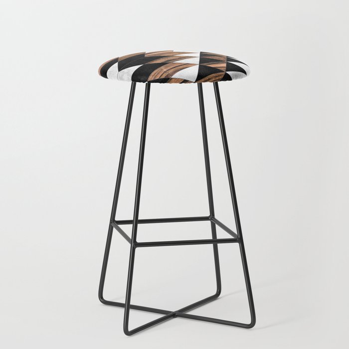 Urban Tribal Pattern No.9 - Aztec - Concrete and Wood Stool Gallery Image 1