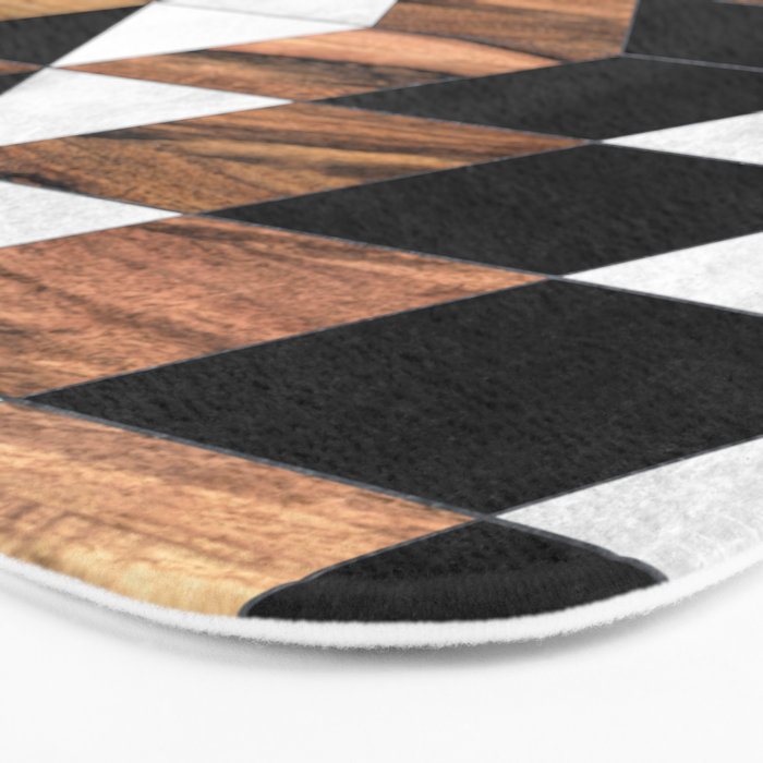 Urban Tribal Pattern No.9 - Aztec - Concrete and Wood Bath Mat Gallery Image 3