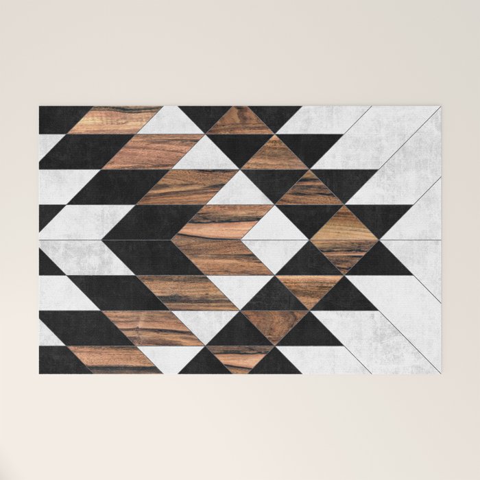 Urban Tribal Pattern No.9 - Aztec - Concrete and Wood Welcome Mat Gallery Image 1