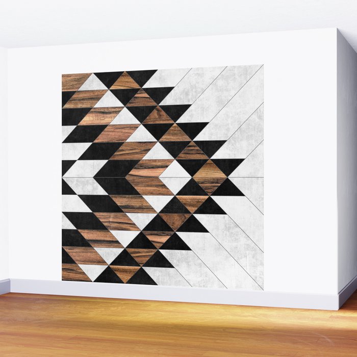 Urban Tribal Pattern No.9 - Aztec - Concrete and Wood Wall Mural Gallery Image 2