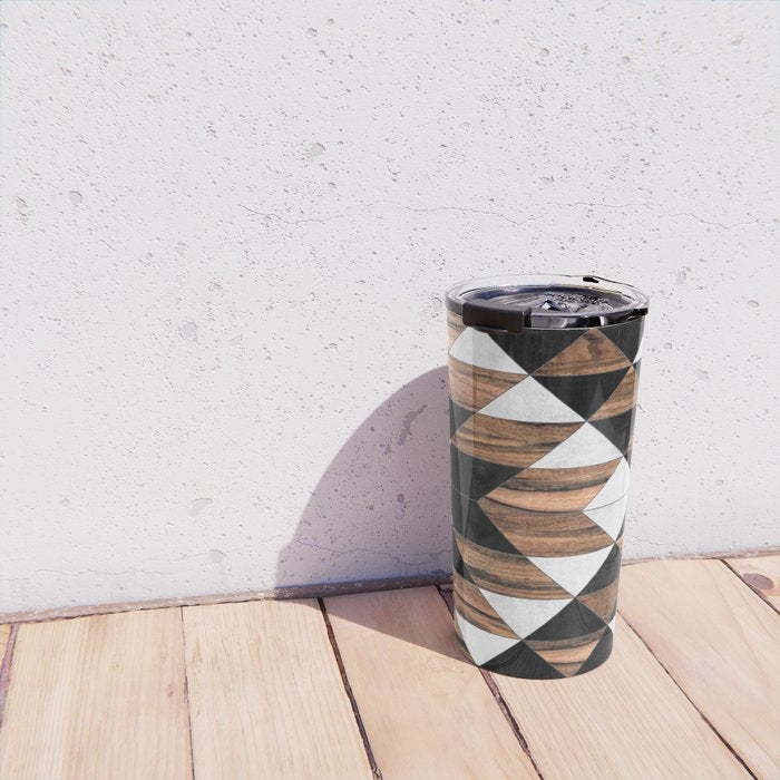 Urban Tribal Pattern No.9 - Aztec - Concrete and Wood Travel Mug Gallery Image 4
