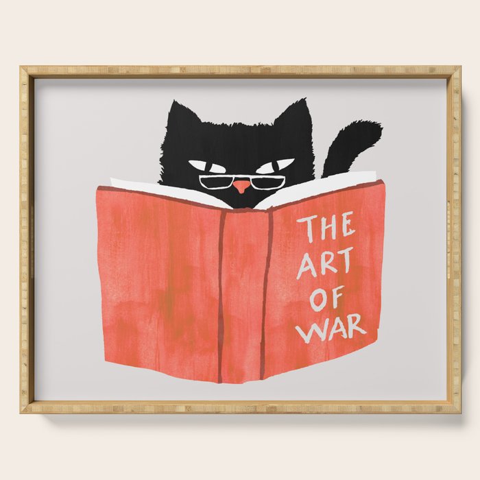 Cat reading book Serving Tray Gallery Image 1