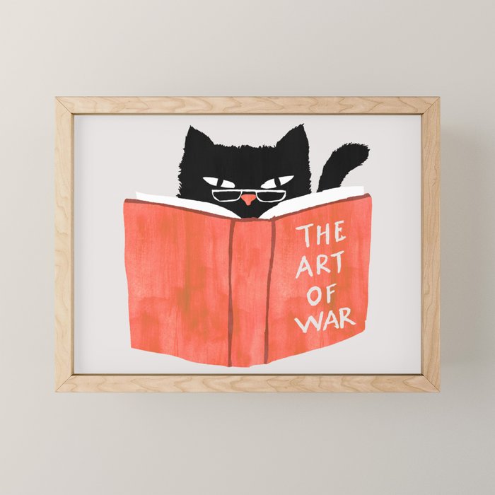 Cat reading book Mini Art Print Gallery Image 1