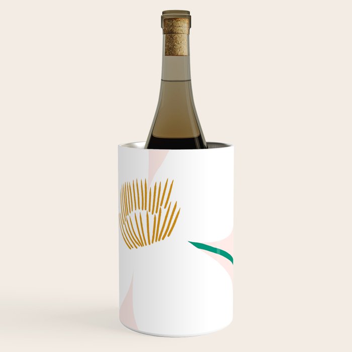 Single White Abstract Flower With Pink Background Wine Chiller Gallery Image 1