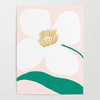 Single White Abstract Flower With Pink Background Poster Gallery Image 4