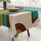Retro Copacetic Abstract in Mid Mod Olive Green, Maroon, and Turquoise Teal  Tablecloth Gallery Image 3