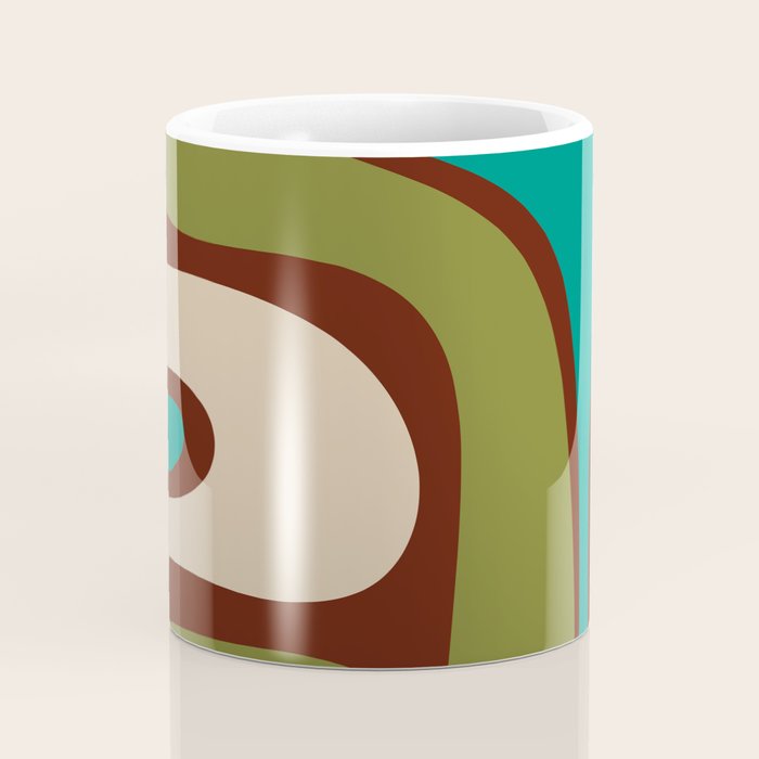 Retro Copacetic Abstract in Mid Mod Olive Green, Maroon, and Turquoise Teal  Coffee Mug Gallery Image 4