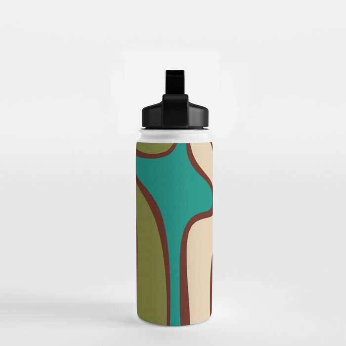 Retro Copacetic Abstract in Mid Mod Olive Green, Maroon, and Turquoise Teal  Water Bottle Gallery Image 2