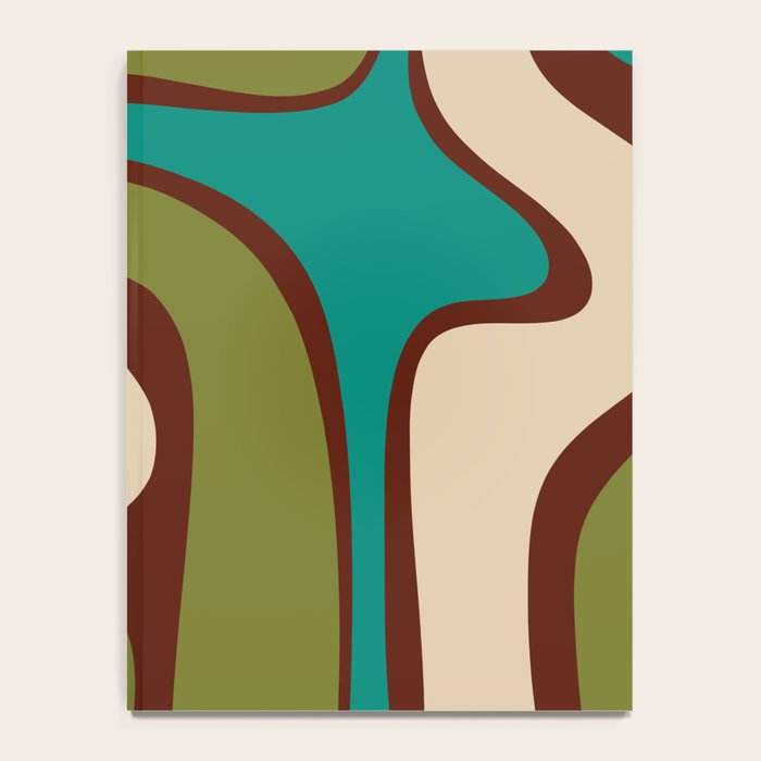 Retro Copacetic Abstract in Mid Mod Olive Green, Maroon, and Turquoise Teal  Notebook Gallery Image 4