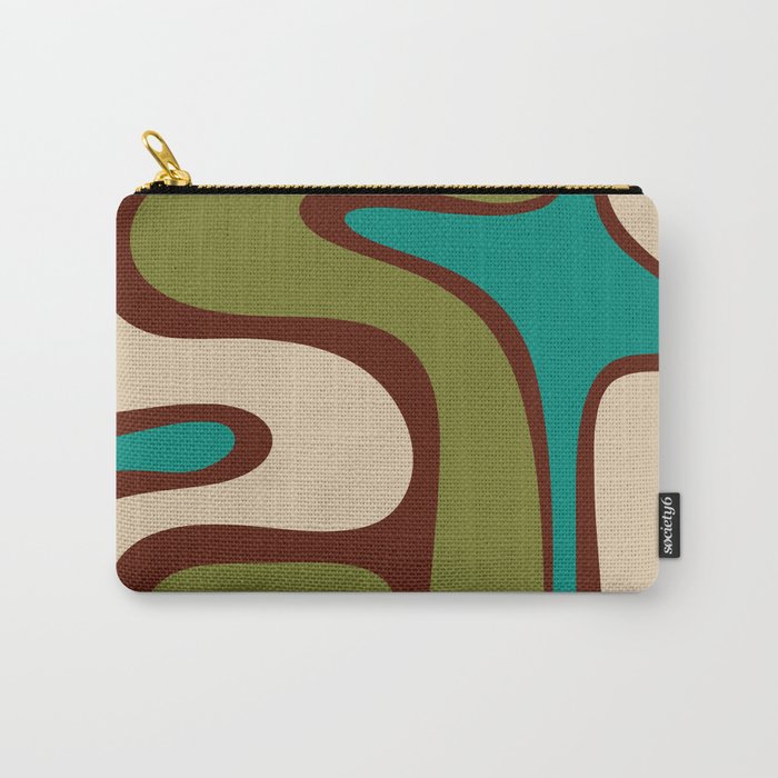 Retro Copacetic Abstract in Mid Mod Olive Green, Maroon, and Turquoise Teal  Carry All Pouch Gallery Image 1