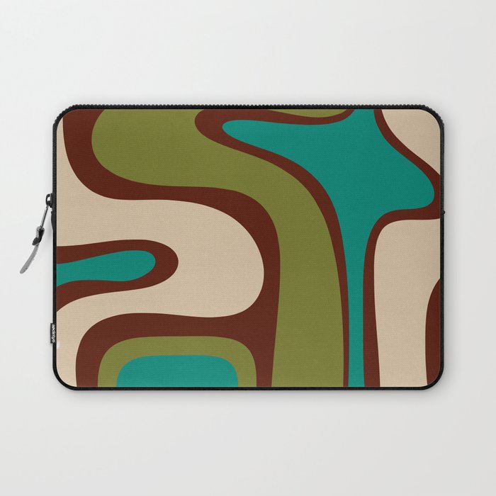 Retro Copacetic Abstract in Mid Mod Olive Green, Maroon, and Turquoise Teal  Laptop Sleeve Gallery Image 1