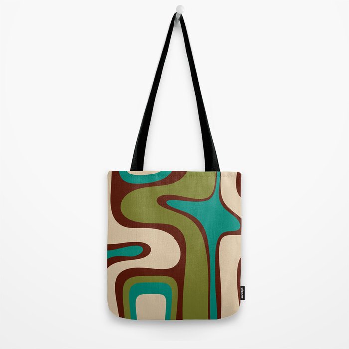 Retro Copacetic Abstract in Mid Mod Olive Green, Maroon, and Turquoise Teal  Tote Bag Gallery Image 2