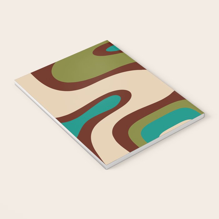 Retro Copacetic Abstract in Mid Mod Olive Green, Maroon, and Turquoise Teal  Notebook Gallery Image 3