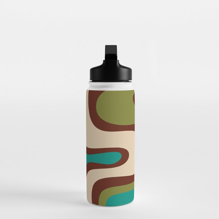 Retro Copacetic Abstract in Mid Mod Olive Green, Maroon, and Turquoise Teal  Water Bottle Gallery Image 3