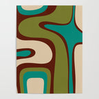 Retro Copacetic Abstract in Mid Mod Olive Green, Maroon, and Turquoise Teal  Poster Gallery Image 4