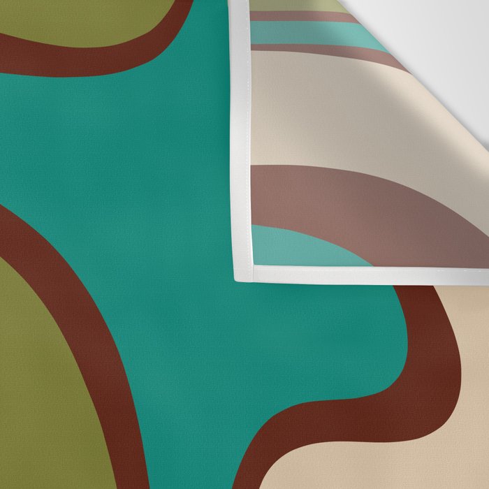 Retro Copacetic Abstract in Mid Mod Olive Green, Maroon, and Turquoise Teal  Wall Tapestry Gallery Image 3
