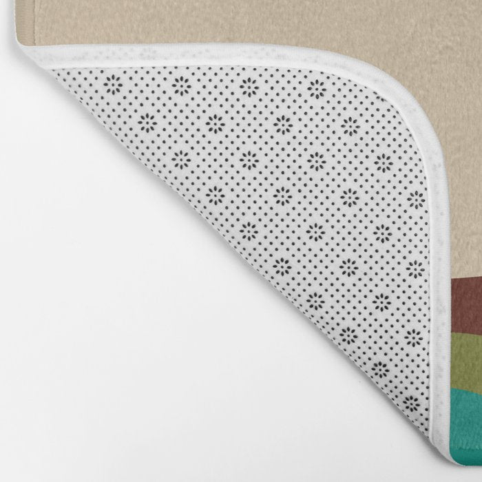 Retro Copacetic Abstract in Mid Mod Olive Green, Maroon, and Turquoise Teal  Bath Mat Gallery Image 2