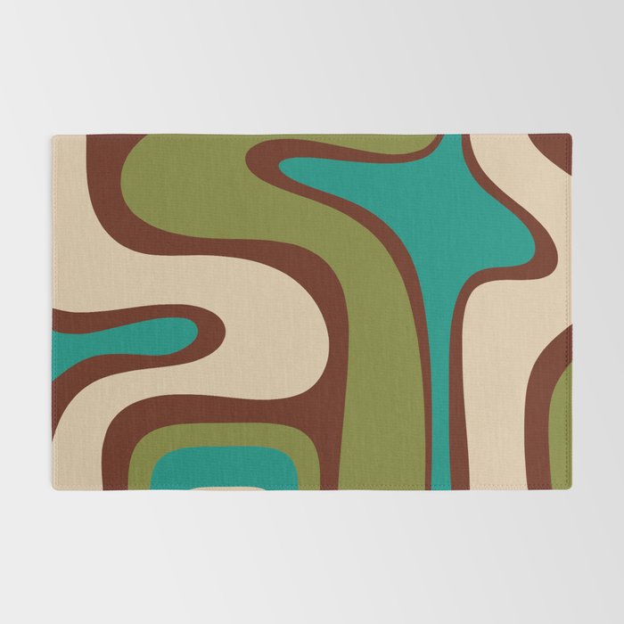 Retro Copacetic Abstract in Mid Mod Olive Green, Maroon, and Turquoise Teal  Rug Gallery Image 2