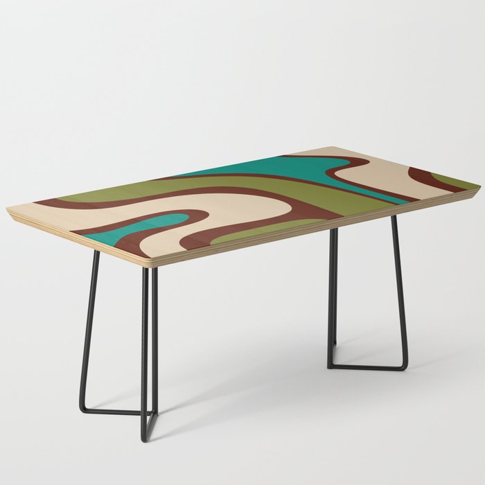Retro Copacetic Abstract in Mid Mod Olive Green, Maroon, and Turquoise Teal  Coffee Table Gallery Image 1