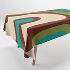 Retro Copacetic Abstract in Mid Mod Olive Green, Maroon, and Turquoise Teal  Tablecloth Gallery Image 1