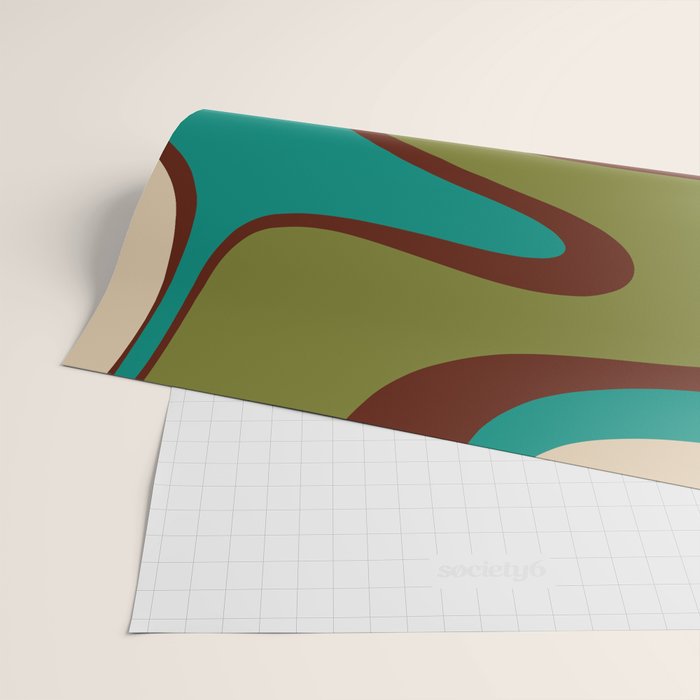 Retro Copacetic Abstract in Mid Mod Olive Green, Maroon, and Turquoise Teal  Wrapping Paper Gallery Image 2