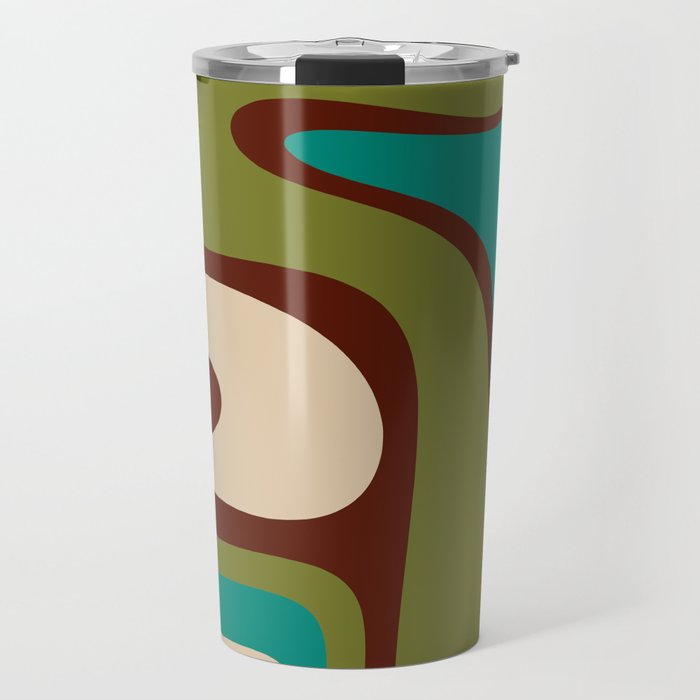 Retro Copacetic Abstract in Mid Mod Olive Green, Maroon, and Turquoise Teal  Travel Mug Gallery Image 1
