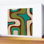 Retro Copacetic Abstract in Mid Mod Olive Green, Maroon, and Turquoise Teal  Wall Mural Gallery Image 2