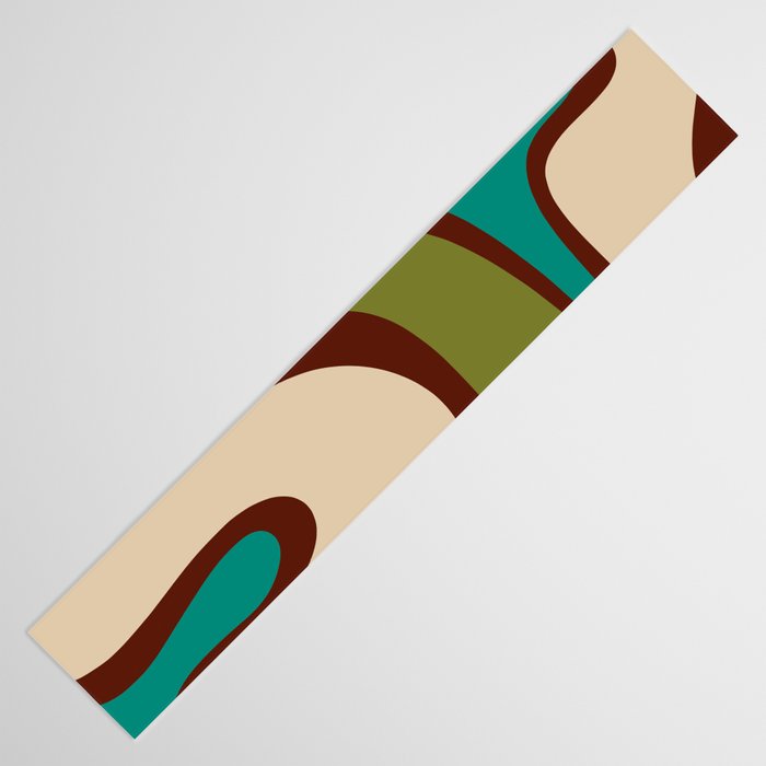 Retro Copacetic Abstract in Mid Mod Olive Green, Maroon, and Turquoise Teal  Table Runner Gallery Image 3