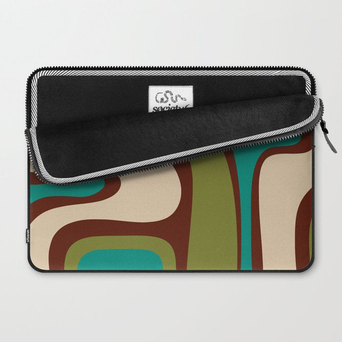 Retro Copacetic Abstract in Mid Mod Olive Green, Maroon, and Turquoise Teal  Laptop Sleeve Gallery Image 2
