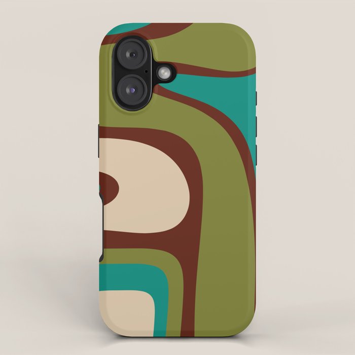 Retro Copacetic Abstract in Mid Mod Olive Green, Maroon, and Turquoise Teal  iPhone Case Gallery Image 1